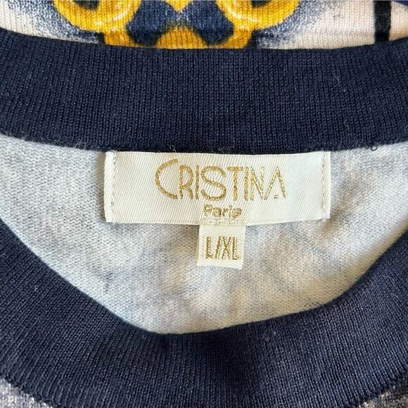 Christina Paris animal print tiger chain short sleeve stretch sweater Mobwife L - Picture 10 of 10